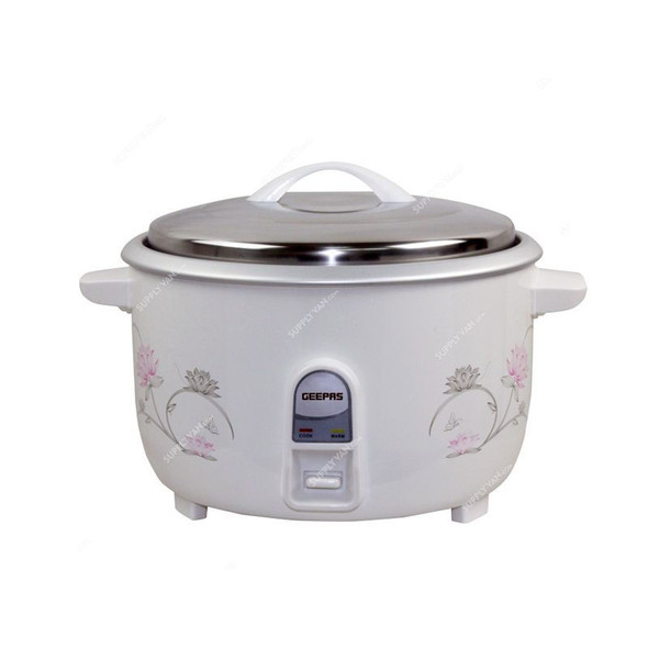 Geepas Electric Rice Cooker, GRC4322, 2500W, 8 Ltrs, White