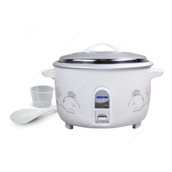 Geepas Electric Rice Cooker, GRC4322, 2500W, 8 Ltrs, White