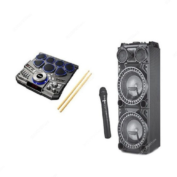 Geepas Professional Speaker With Drum Kit Panel, GMS11122, Black/Grey