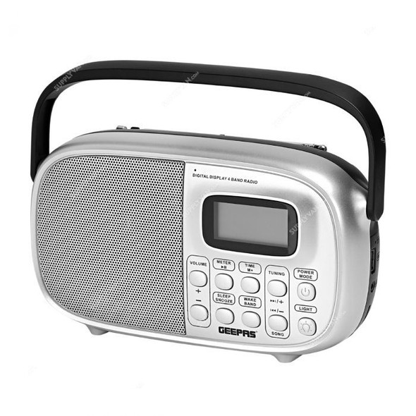 Geepas Rechargeable Digital Radio, GR13012, 4 Band, Black/Silver