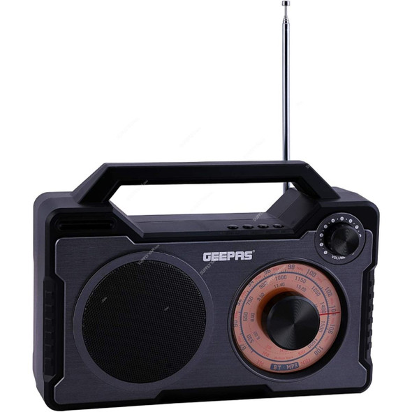 Geepas Rechargeable Radio, GR13013, 3 Band, Black