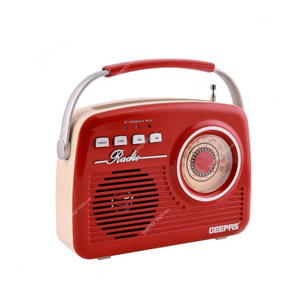Geepas Rechargeable Radio, GR13014, 2 Band, Red