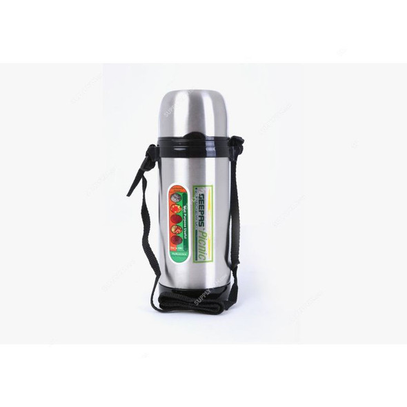 Geepas Vacuum Flask, GSVF4117, Stainless Steel, 1 Ltr, Silver