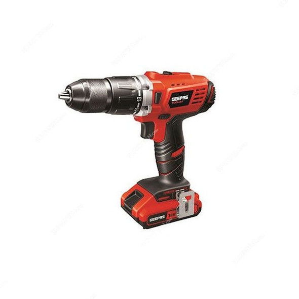 Geepas Cordless Percussion Drill, GPD1820C, 18V, 13MM, Red/Black