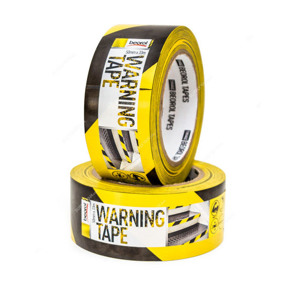 Beorol Warning Tape, SZOZC, 50 x 33 Mtrs, Black/Yellow