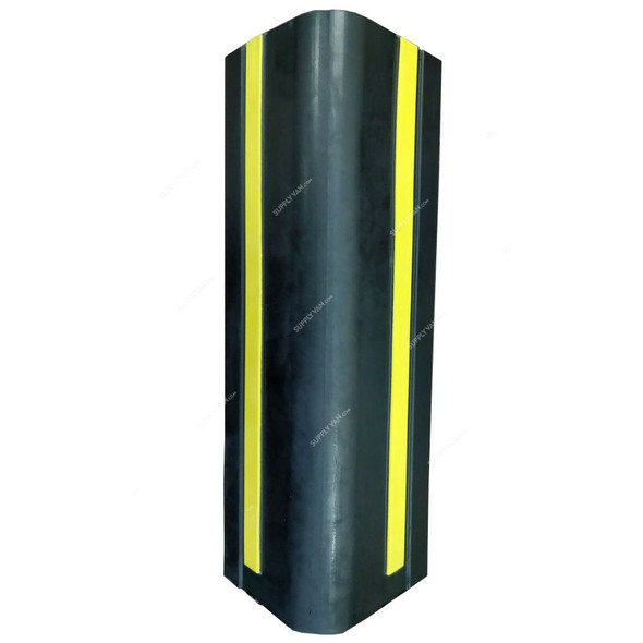 Warrior Corner Guard With GI Clip and Yellow Strip, Rubber, 75MM x 75MM Wing Size, 1 Mtr Length, Black