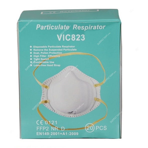 Vic FFP2 Particulate Respirator, VIC823, RIC, White, 20 Pcs/Pack