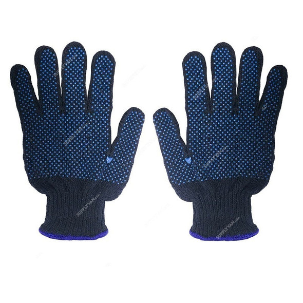 Workland Double Side Dotted Gloves, PKI, Cotton, Blue, 12 Pcs/Pack