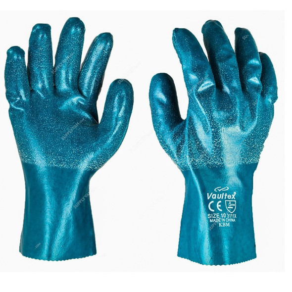 Vaultex Nitrile Granular Interlock Gloves, KBM, Size10, Blue