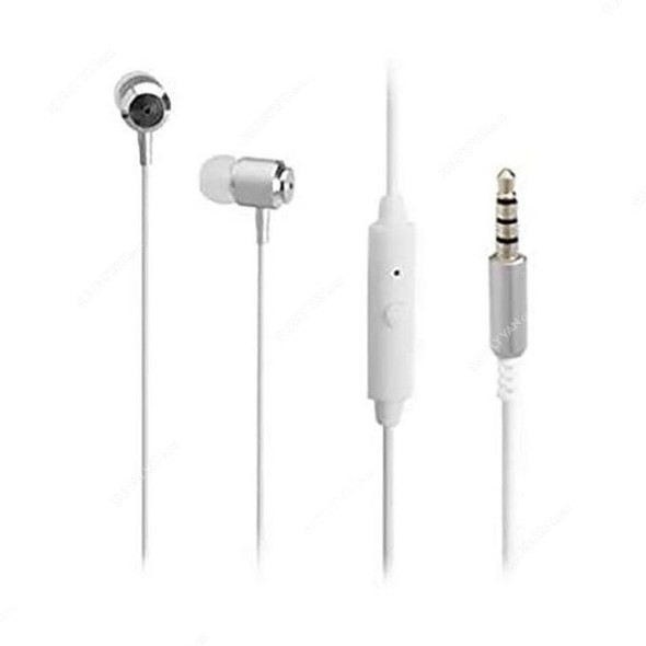 Geepas Stereo In-Ear Earphone With Mic, GEP4714, 3.5MM Jack, 1.2 Mtrs, White