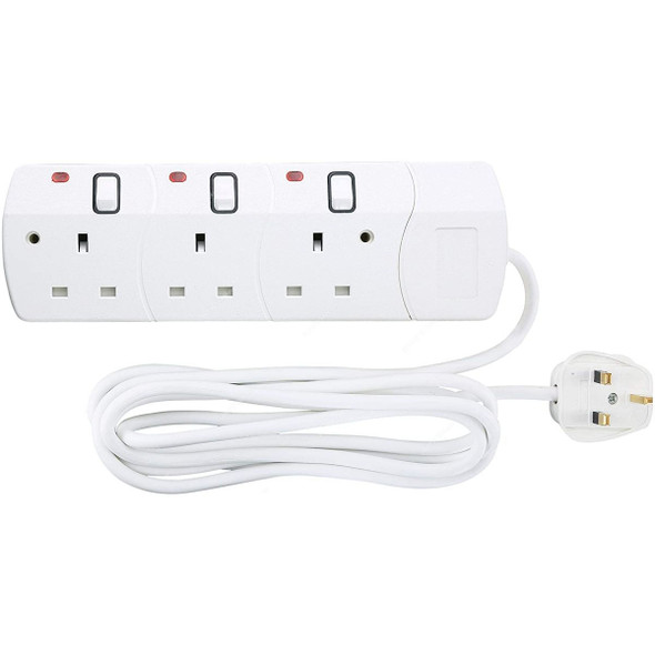 Geepas Extension Socket, GES4083, 3 Way, 13A, White