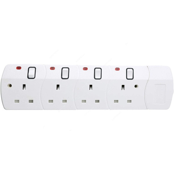 Geepas Extension Socket, GES4084, 4 Way, 13A, White