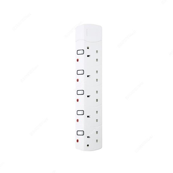 Geepas Extension Socket, GES4085, 5 Way, 13A, White