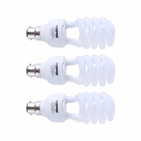 Geepas Energy Saving Bulb, GESL3127, 25W, B22, 6400K, Cool Daylight, 3 Pcs/Pack