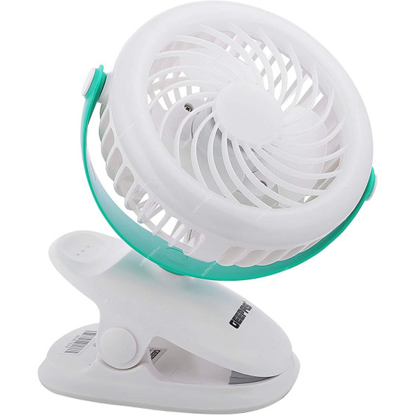 Geepas 2 In 1 Rechargeable Clip Fan, GF21137, 1200mAh, White