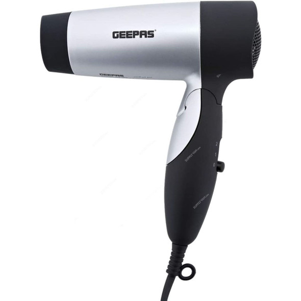 Geepas Hair Dryer, GH705, 1200W, 2 Speed, Black/Silver