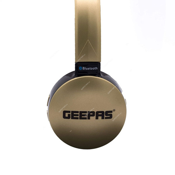 Geepas Over the Ear Stereo Bluetooth Headphone, GHP4713, 105dB, Gold/Black