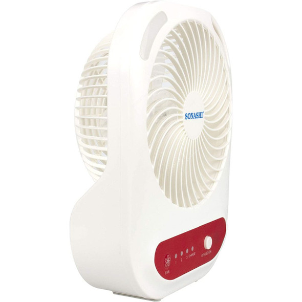 Sonashi Rechargeable Table Fan, SRF-607N, 7 Inch, 3000mAh, Red/White
