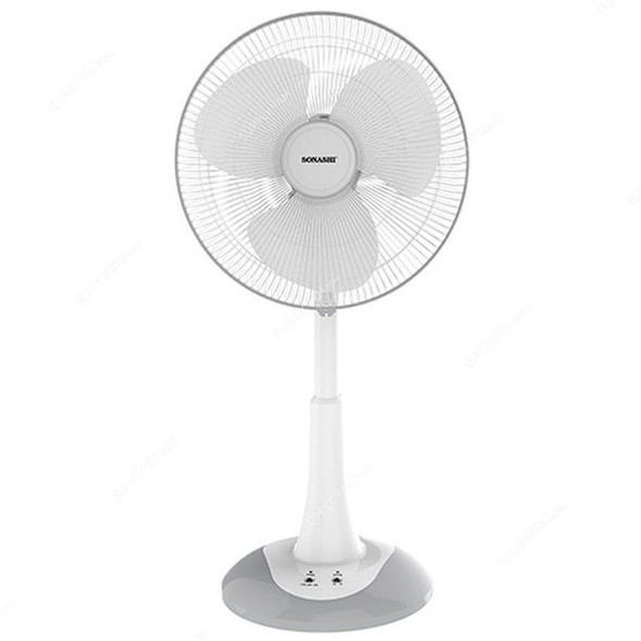 Sonashi Rechargeable Pedestal Fan, SRF-116-VDE, 16 Inch, 30W, White