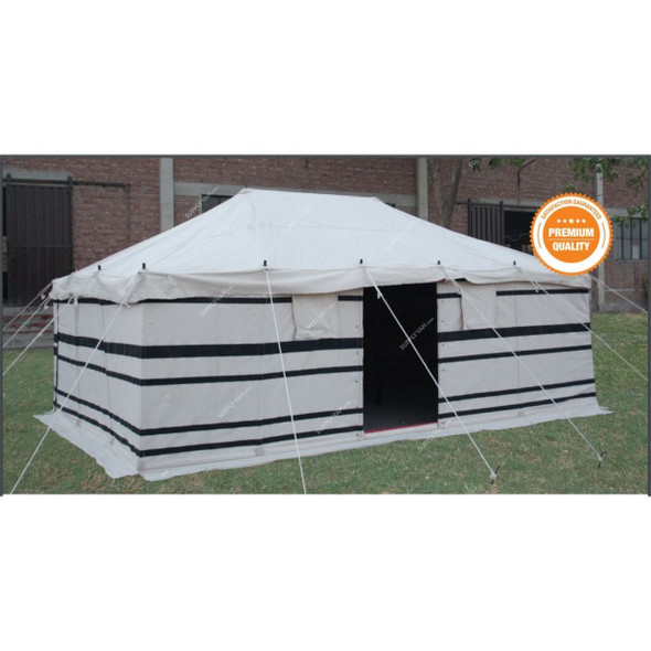 Arabic Deluxe Tent, AMT-113-2, Iron Stick, 6 x 4 Yard, White/Black
