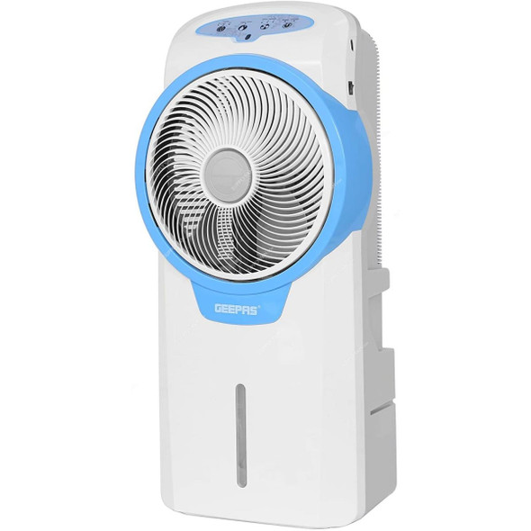 Geepas Rechargeable Air Cooler, GAC9580, Plastic, 12V, 4.5Ah, Blue/White