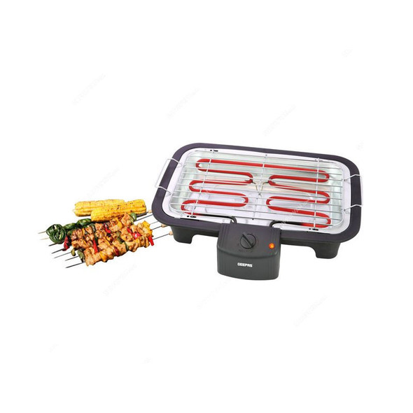 Geepas Electric Barbeque Grill, GBG9898, Stainless Steel, 2000W, 37 x 21CM, Black