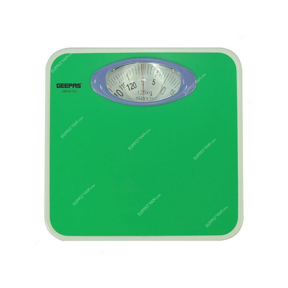 Geepas Mechanical Weight Scale With Analog Display, GBS4162, 125 Kg Weight Capacity, Green
