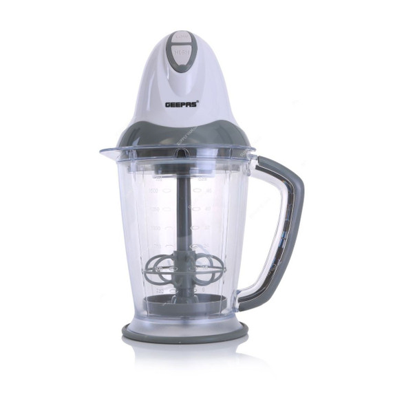 Geepas Electric Chopper, GC5377, Plastic, 200W, 1.5 Ltrs, Grey/White