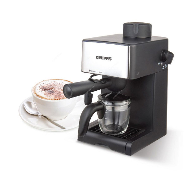 Geepas Cappuccino Maker, GCM6109, 800W, 240ML, Black/Silver