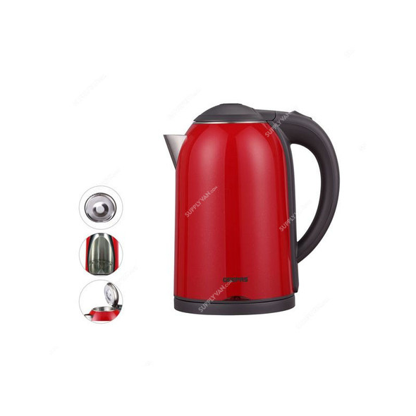 Geepas Double Layer Electric Kettle, GK38013, 1800W, 1.7 Ltrs, Red/Black