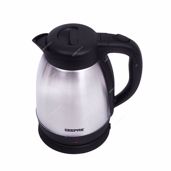 Geepas Double Shell Electric Kettle, GK5459, 1500W, 1.5 Ltrs, Silver/Black