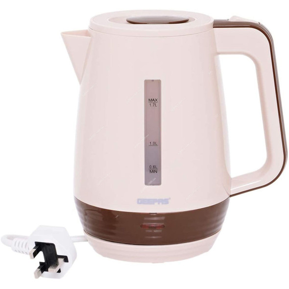 Geepas Electric Kettle, GK6122, 2200W, 1.7 Ltrs, Beige