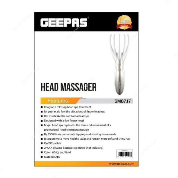 Geepas Massager, GM8717, ABS, White/Gold