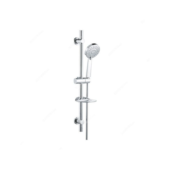 Geepas Hand Shower With Sliding Bar, GSW61061, ABS/Stainless Steel, 1/2 Inch, 68CM, Silver