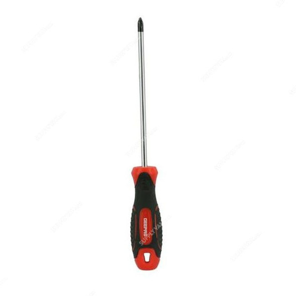 Geepas Screwdriver, GT59103, Chrome Vanadium Steel, Phillips, 2MM, Black/Red