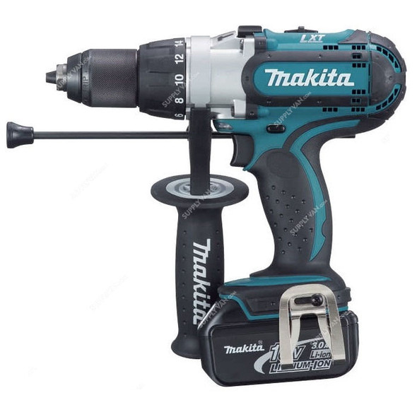 Makita Cordless Hammer Drill With 5Ah Battery and Charger, DHP451, LXT, 18V, 13MM
