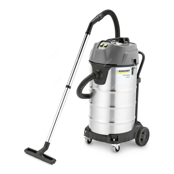 Karcher NT 90/2 Me Classic Wet and Dry Vacuum Cleaner, 16677010, 225 Mbar, 2300W, 90 Ltrs Tank Capacity, Black/Silver