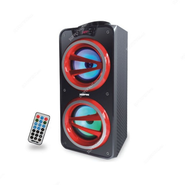 Geepas Rechargeable Portable Speaker, GMS8571, 10W, Black/Red