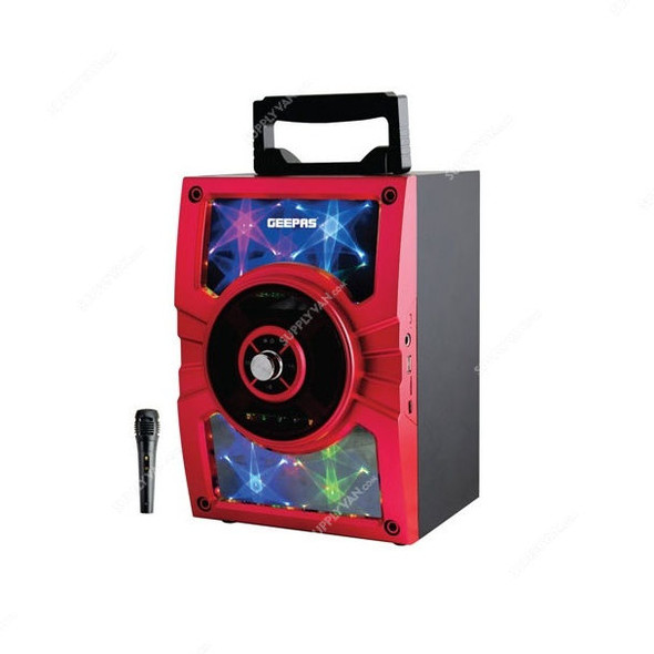 Geepas Rechargeable Portable Speaker, GMS8588, 1500mAH Battery, Black/Red