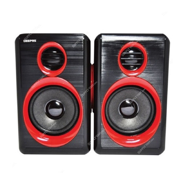 Geepas Computer Speaker, GMS8802, 2.0 Channel, Black/Red