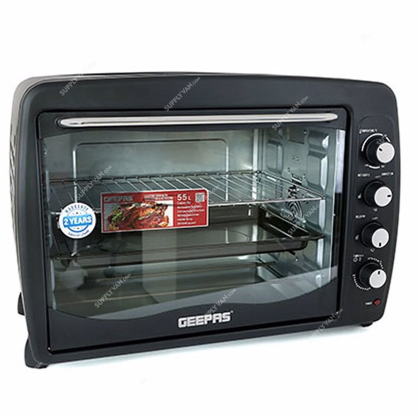 Geepas Electric Oven With Convection and Rotisserie, GO4401N, 2000W, 55 Ltrs, Black
