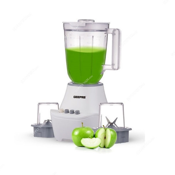 Geepas 2 In 1 Blender, GSB6104, 400W, 1.5 Ltrs, White