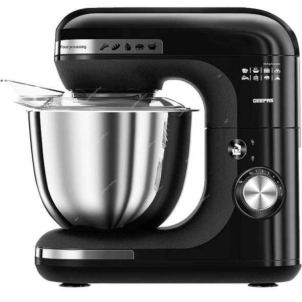 Geepas 3 In 1 Stand Mixer, GSM43013, 600W, 5 Ltrs, Black/Silver