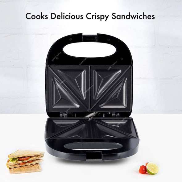 Geepas Sandwich Maker, GSM6002, 700W, 4 Slice, Black/Silver