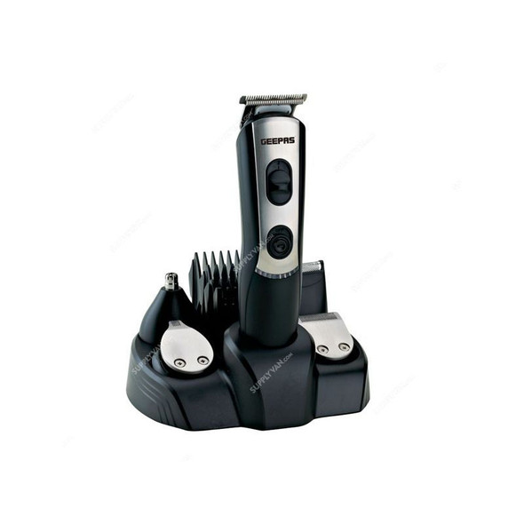 Geepas 9 In1 Trimmer Set, GTR8612, Stainless Steel, 600mAh, Black/Silver