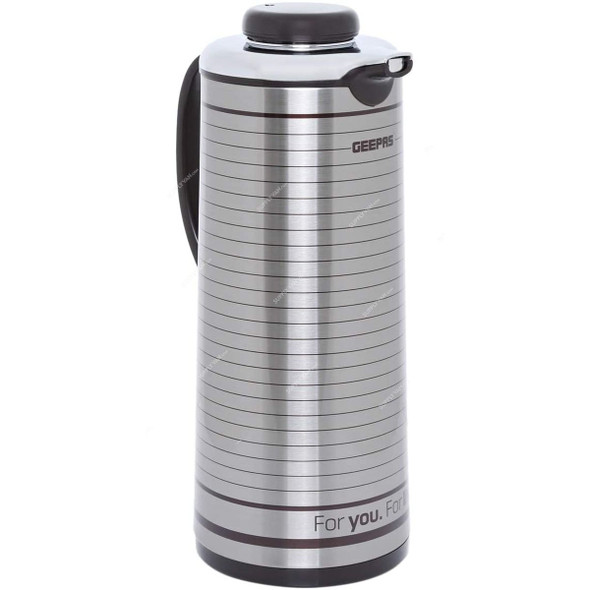 Geepas Glass Inner Vacuum Flask, GVF5260, Stainless Steel, 1.6 Ltrs, Silver