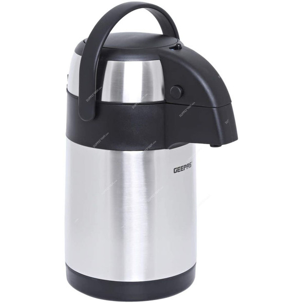 Geepas Double Wall Vacuum Flask, GVF5262, Stainless Steel, 2.5 Ltrs, Silver