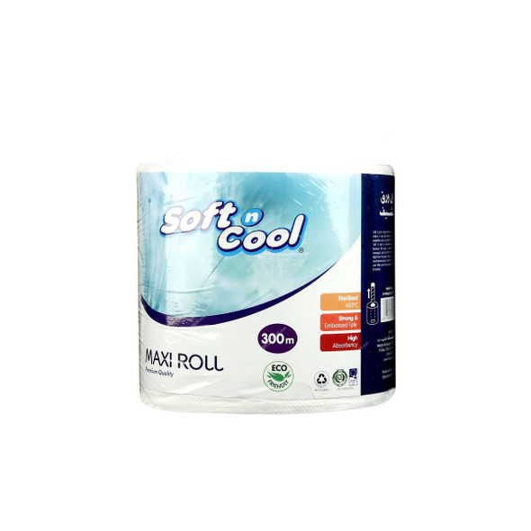 Hotpack Soft n Cool Maxi Tissue Roll, MR1, 1 Ply, 300 Mtrs, 6 Rolls/Pack