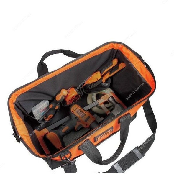 Black and Decker Tool Bag With Shoulder Strap, BDST73821-8, 16 Inch, Orange/Black