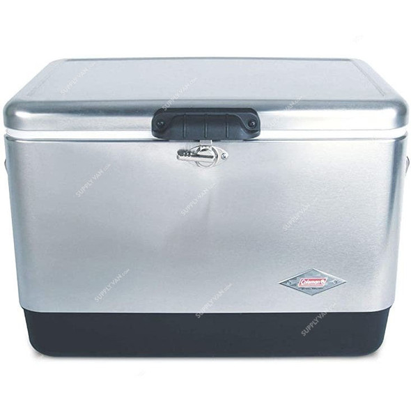 Coleman Belted Bucket Cooler, 6155B707, Stainless Steel, 54 Qt, Silver